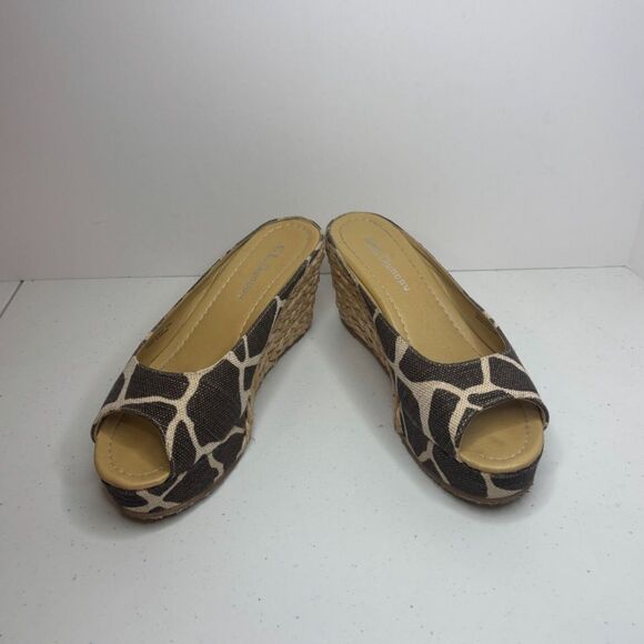 CL by Laundry Nolita Peep Toe Print Wedge Espadrille Sandals Womens - Picture 7 of 11